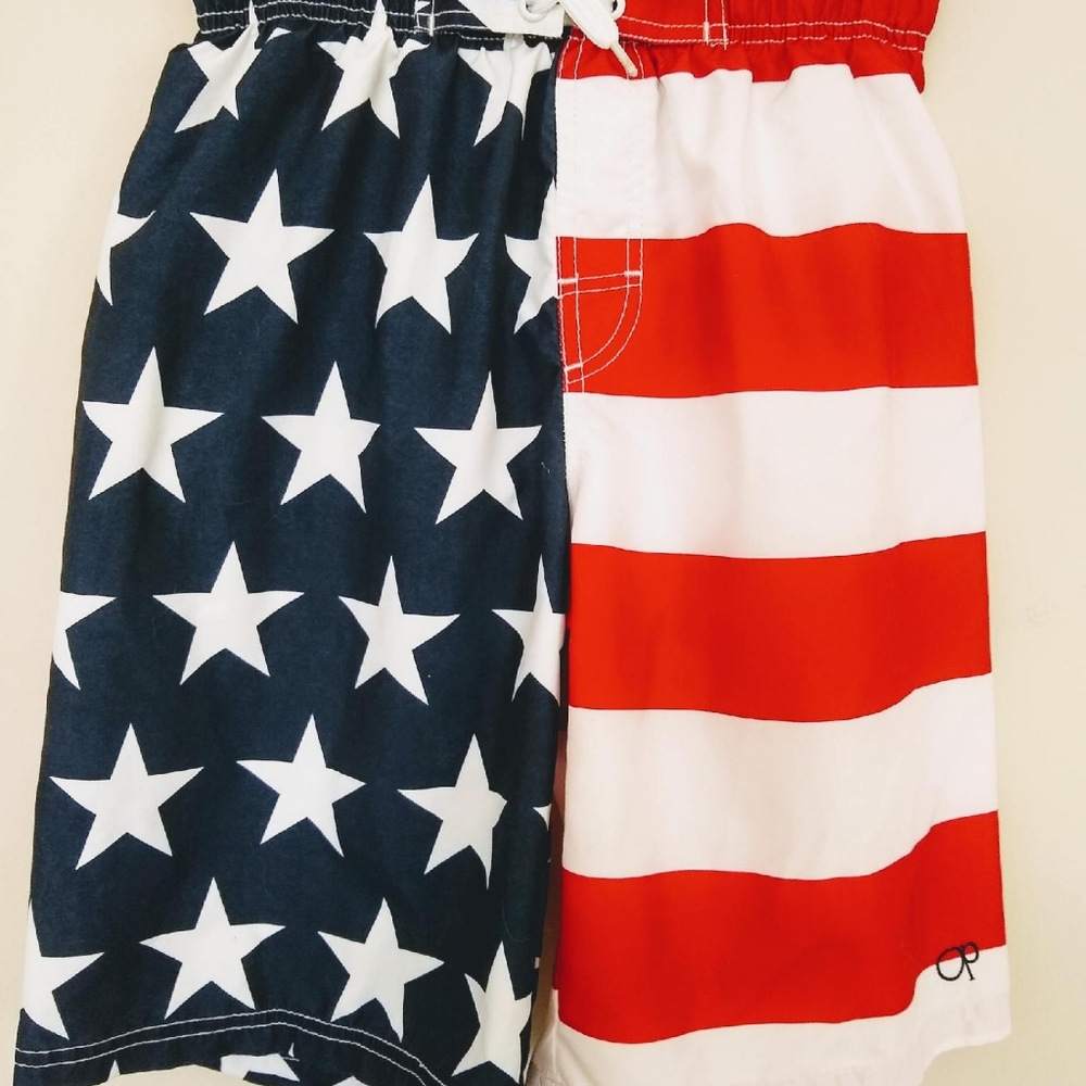 OP Ocean Pacific American Flag Swim Trunks